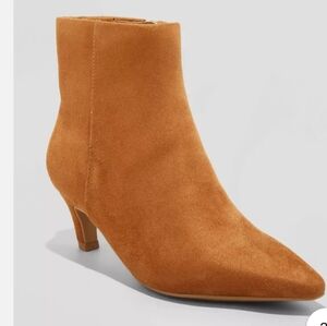Tan Taylor Kitten Heel Ankle Booties, Size 8.5